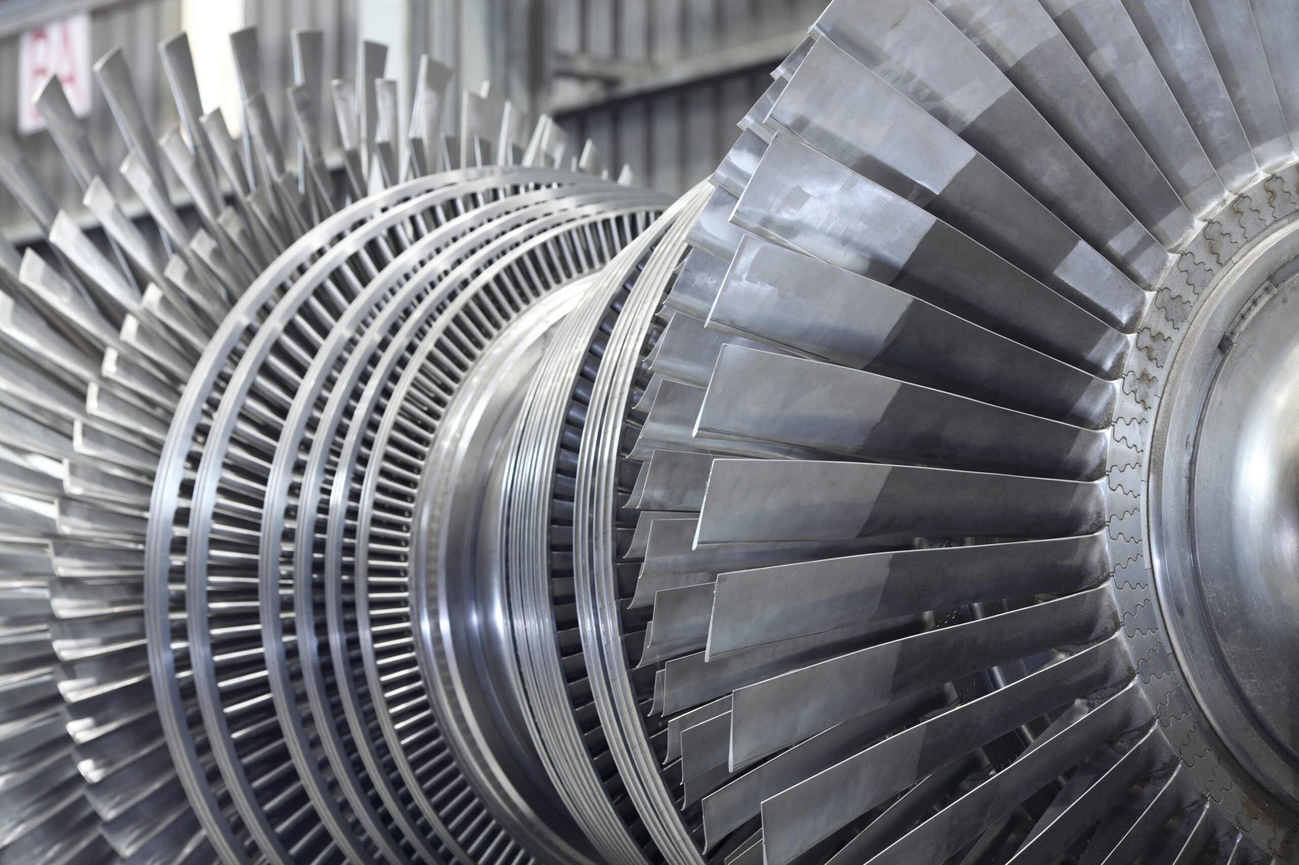 The internal rotor of a large power-generating turbine